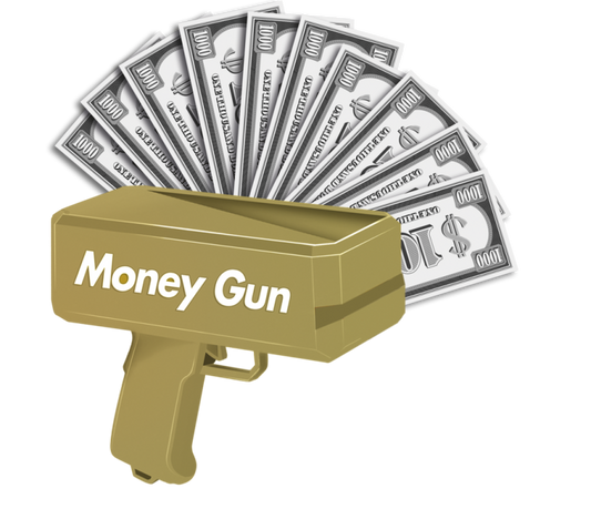 Pengepistol inkl. Papirpenge 100 stk.