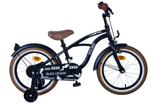 Volare Sort Cruiser børnecykel med støttehjul - Drenge - 16" - 4-6år - Sort