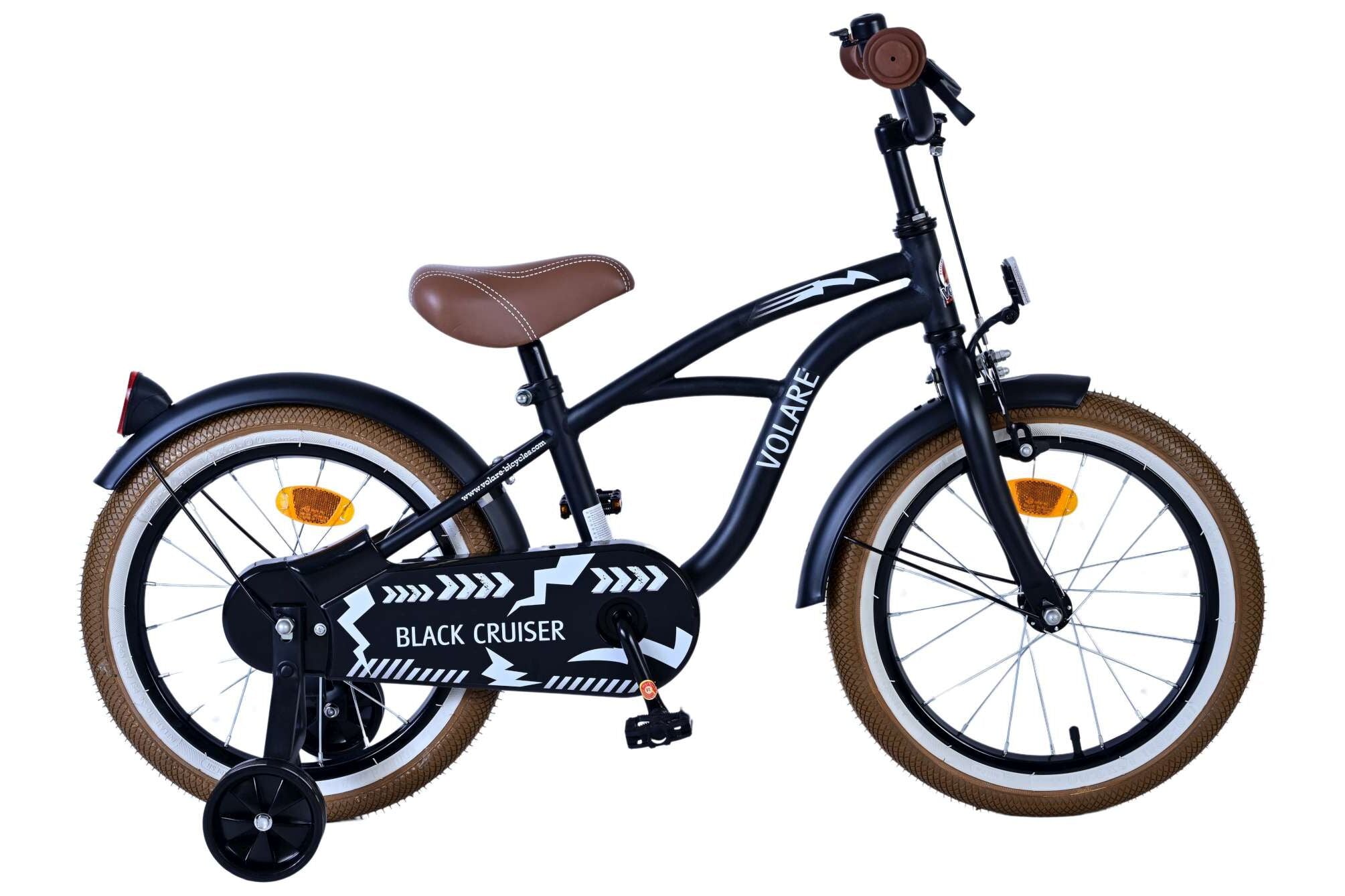 Volare Sort Cruiser børnecykel med støttehjul - Drenge - 16" - 4-6år - Sort