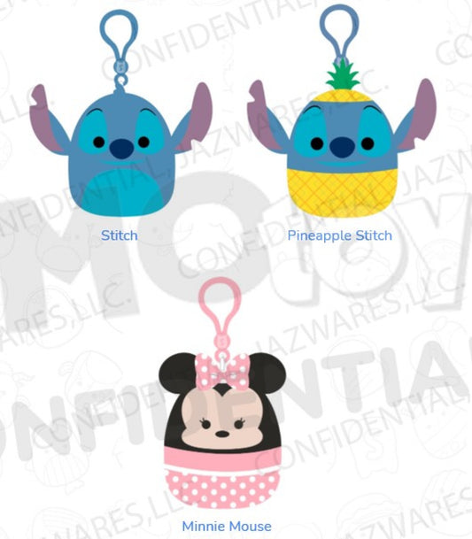 Squishmallows 9 cm Disney Clip On - flere varianter i CDU