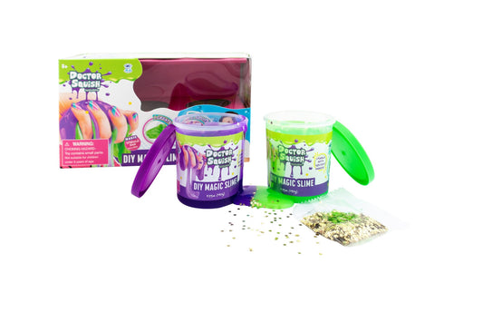 Doctor Squish Gør-det-selv Magisk Slim Dobbeltpak Grøn og Lilla