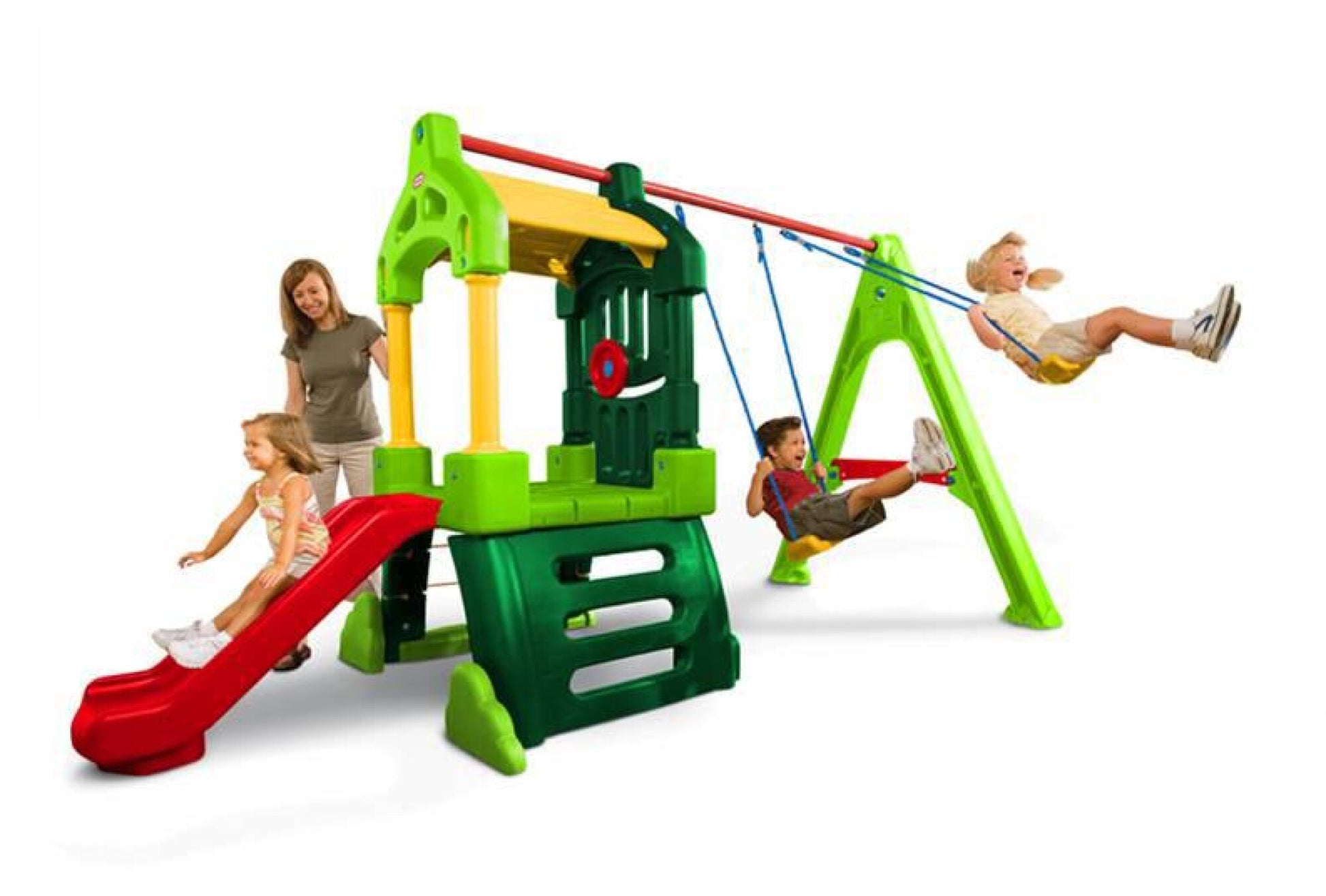 Little Tikes Clubhouse med Gynger og Rutsjebane - Naturfarvet
