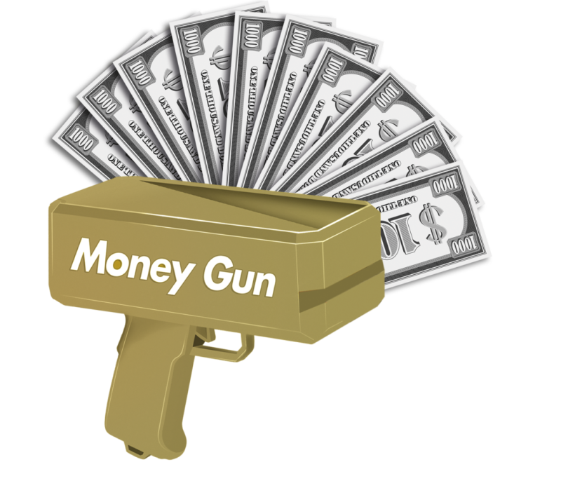 Pengepistol inkl. Papirpenge 100 stk.