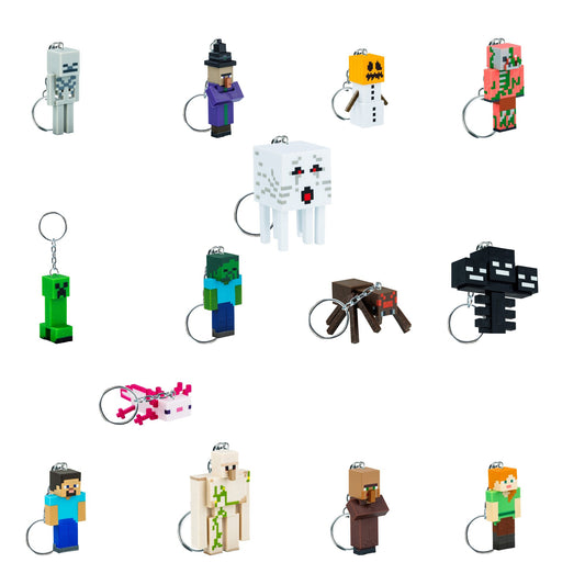 Minecraft Figurnøglering 1-pak Foliepose - 24 stk. i CDU