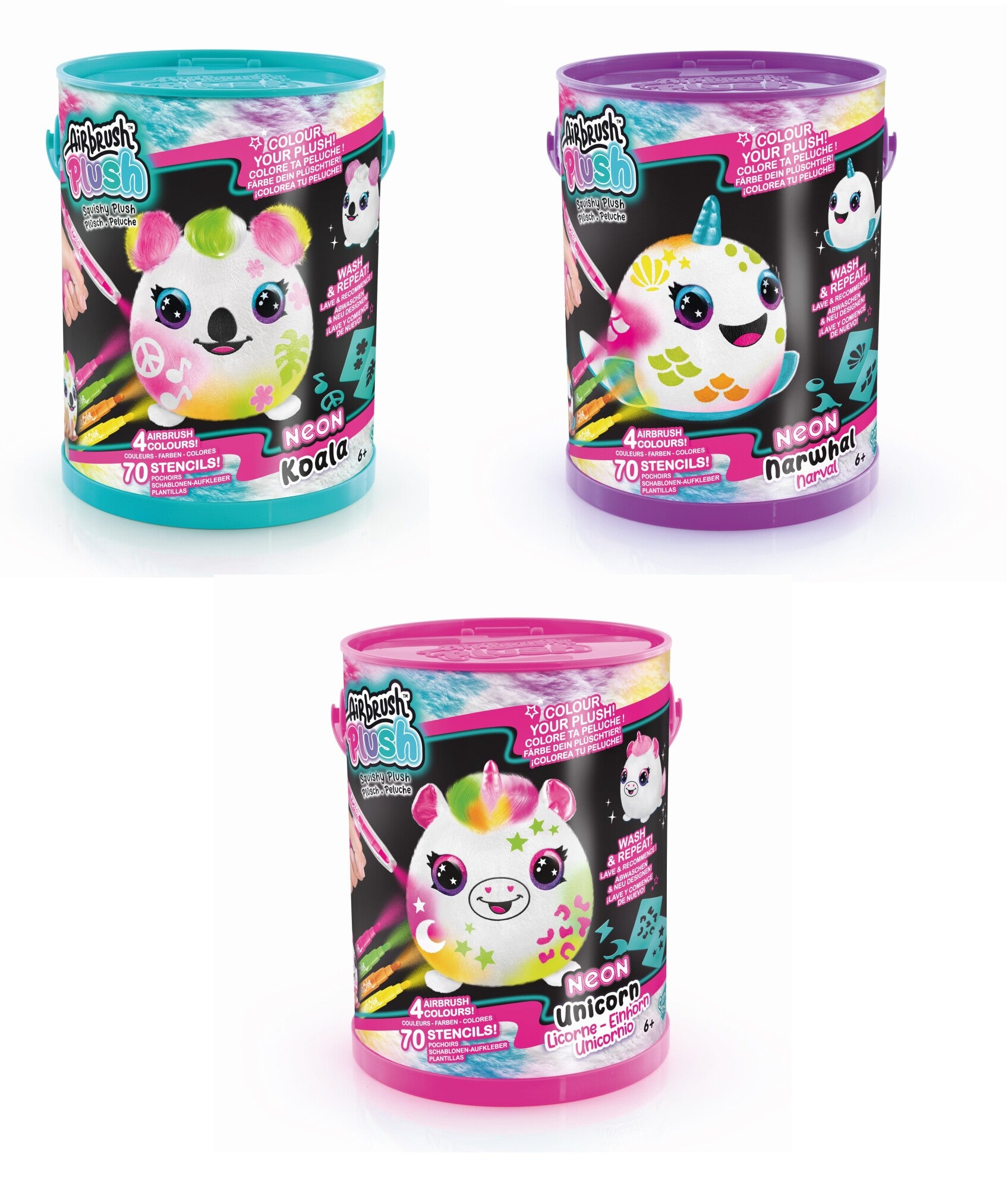 Airbrush Plush Neon Squish Pals Malebøtte