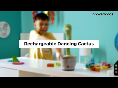 Dansende og talende kaktus med musik og multifarvede LED-lys